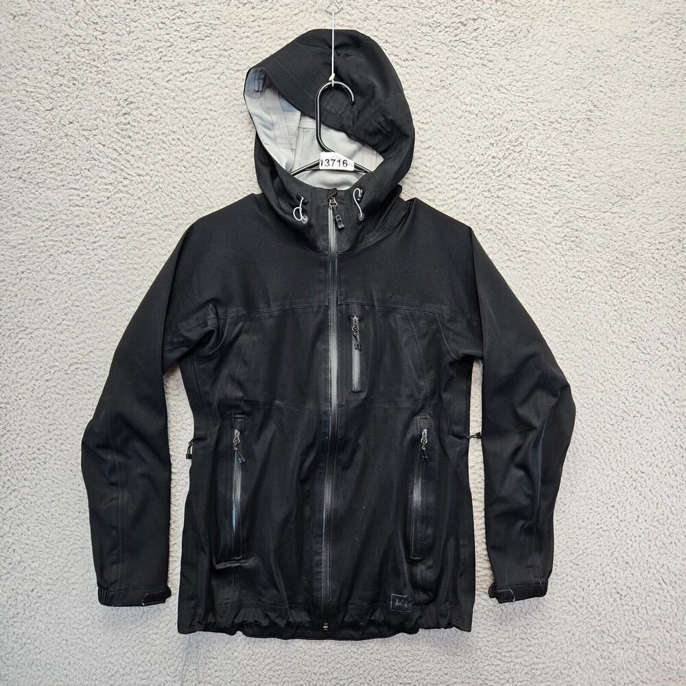 REI Jacket Womens Size Small Black Softshell Hooded Full Zip